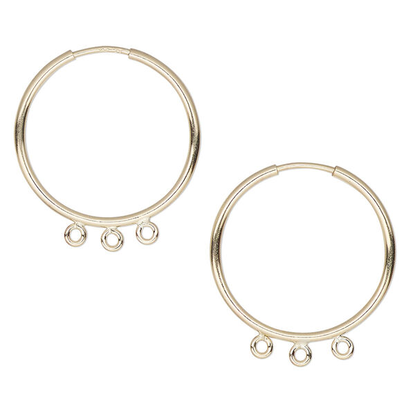 Earring hoop 1pkg2 14Kt gold-filled, 20mm / endless loop / 3 closed bottom loop, 21 gauge 1 pair image number 0
