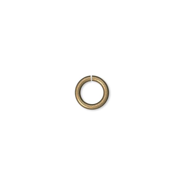 Jump ring, antique gold-plated brass, 8mm round, 5.4mm inside diameter, 16 gauge. Sold per pkg of 1,000. image number 0