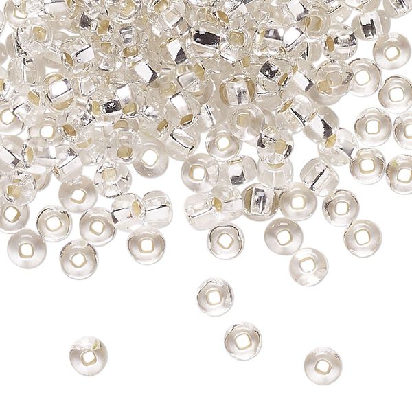 Seed bead, Preciosa Ornela Czech glass, pkg/500g, #6 rocaille, transparent silver-lined clear, (78102). image number 0