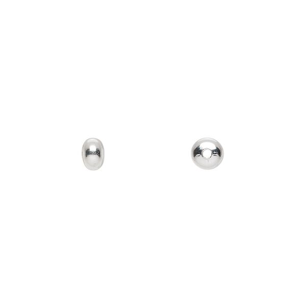 Bead, silver-plated brass, 4.5x3mm saucer. Sold per pkg of 100. image number 0