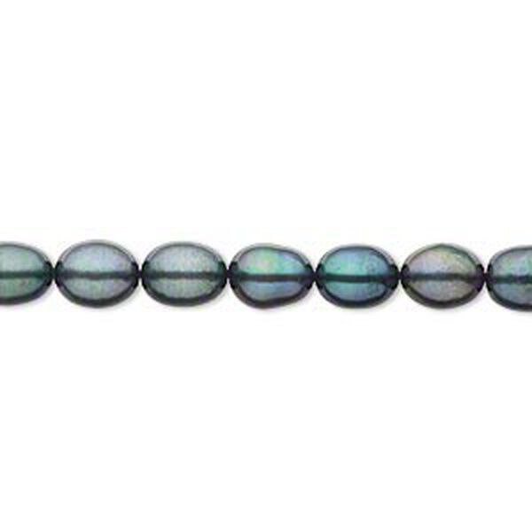 Pearl, cultured freshwater (dyed), spruce, 5-6mm rice, C- grade, Mohs hardness 2-1/2 to 4. Sold per 15-inch strand. image number 0