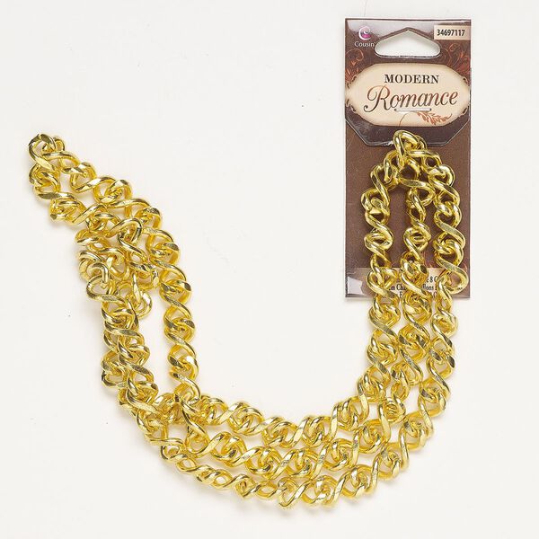 Chain, steel, pkg/26 inches, gold finish, 8.2mm figure-8. image number 0