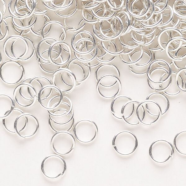 Jump ring, steel, pkg/550, 6mm open round, 4.5mm inside diameter, silver finish, 20 gauge. image number 0