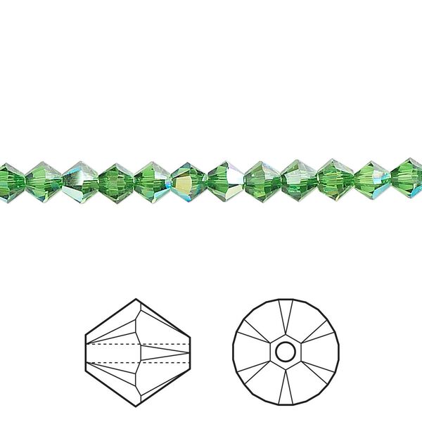 Bead 48pk fern green AB, Crystal Passions® 4mm bicone 5328 image number 0