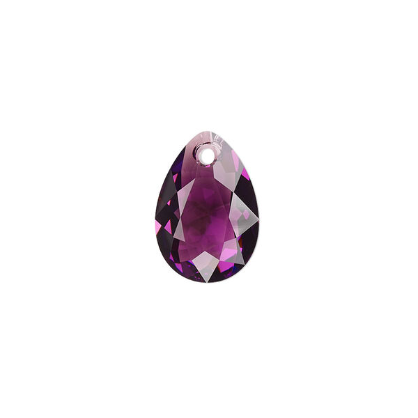 Drop 2pk amethyst, Crystal Passions® 16x11mm pendant pear cut 6433 image number 0
