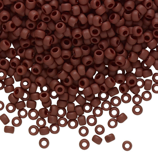 Seed bead, TOHO BEADS®, glass, pkg/50g, #8 round, opaque frosted oxblood (TR-08-46F). image number 0