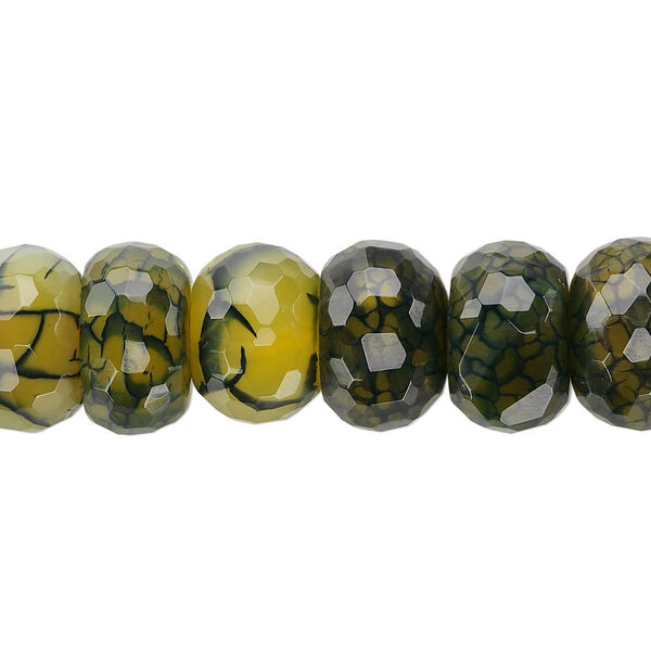 Fire crackle agate 1pkg1, faceted rondelle bead 8 inch 14x10mm image number 0