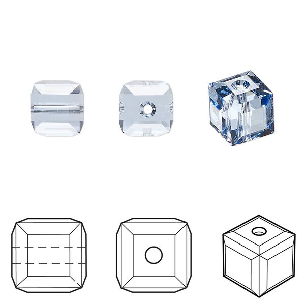 Bead 96pk light sapphire, Swarovski® 8mm cube 5601 image number 0