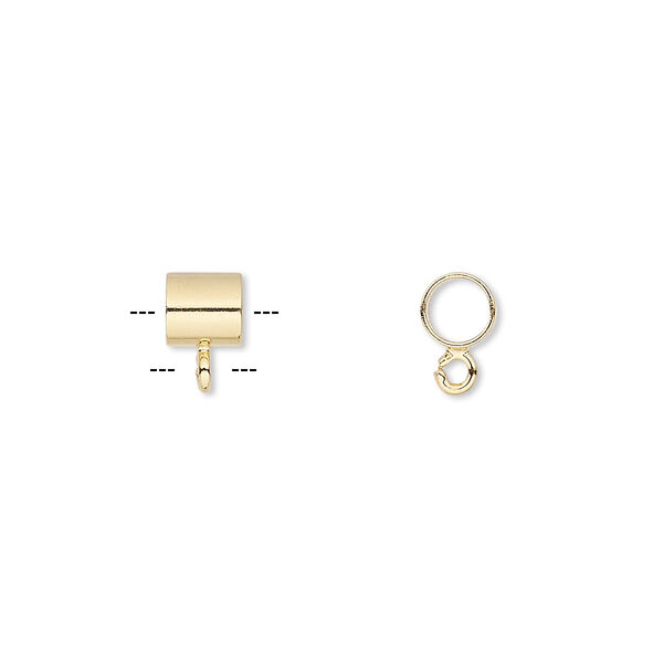 Bead, gold-plated brass, 5mm tube with open loop. Sold per pkg of 10. image number 0