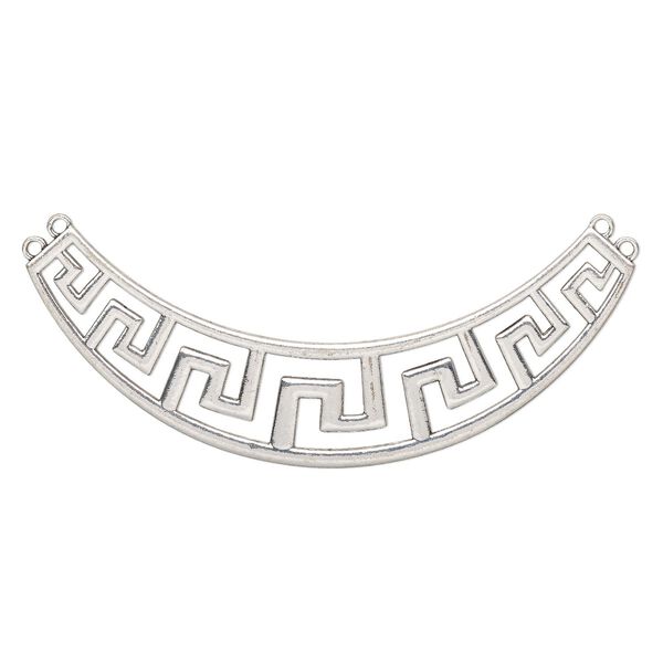 Focal, antique silver-finished brass, 3-1/2x1-inch crescent with 4 loops and cutout design. Sold individually. image number 0