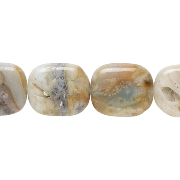 Amazonite / black tourmaline 1pkg1, flat pillow bead natural 15.5-16 inch 28x24mm image number 0