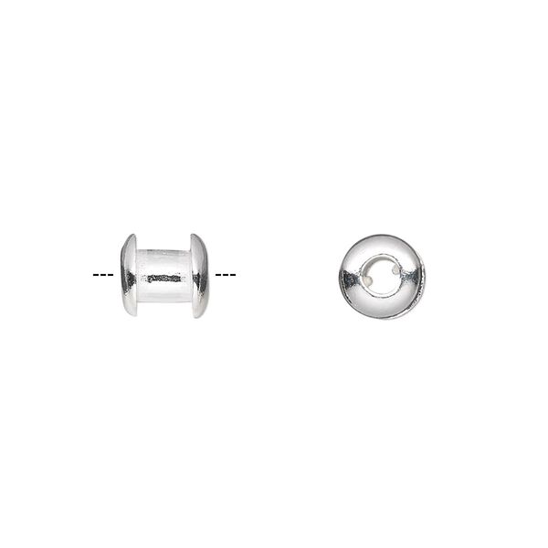 Bead, sterling silver, 7x7mm spool tube, 3mm hole. Sold individually. image number 0