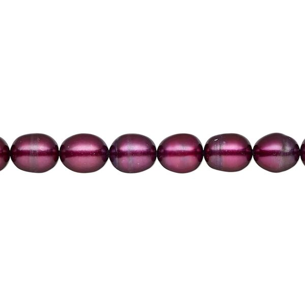Pearl, cultured freshwater (dyed), wine, 5-6mm rice, C grade, Mohs hardness 2-1/2 to 4. Sold per 15-inch strand. image number 0