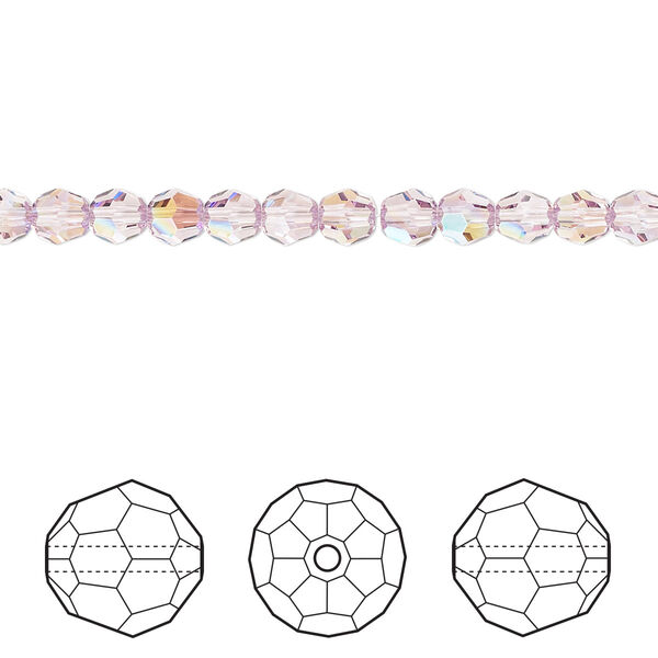 Bead 720pk light amethyst shimmer, Swarovski® 4mm round 5000 image number 0