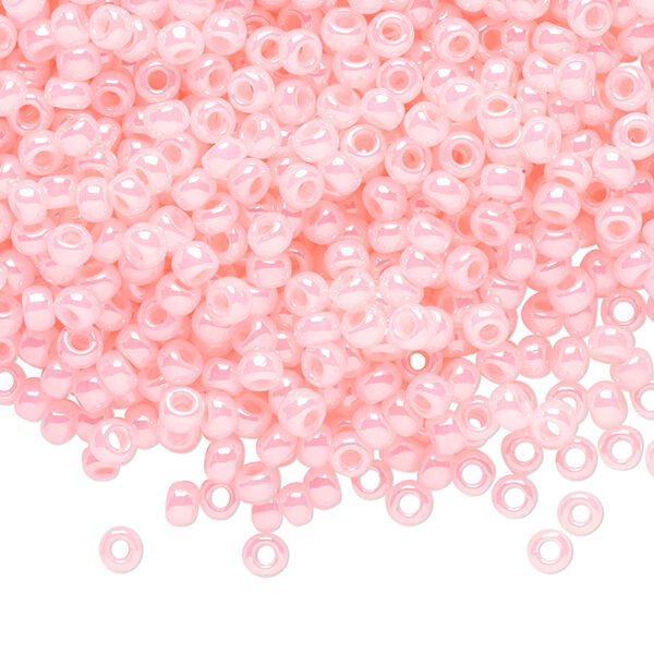 Seed bead, TOHO BEADS®, glass, pkg/50g, #8 round, opaque ceylon innocent pink (TR-08-145). image number 0