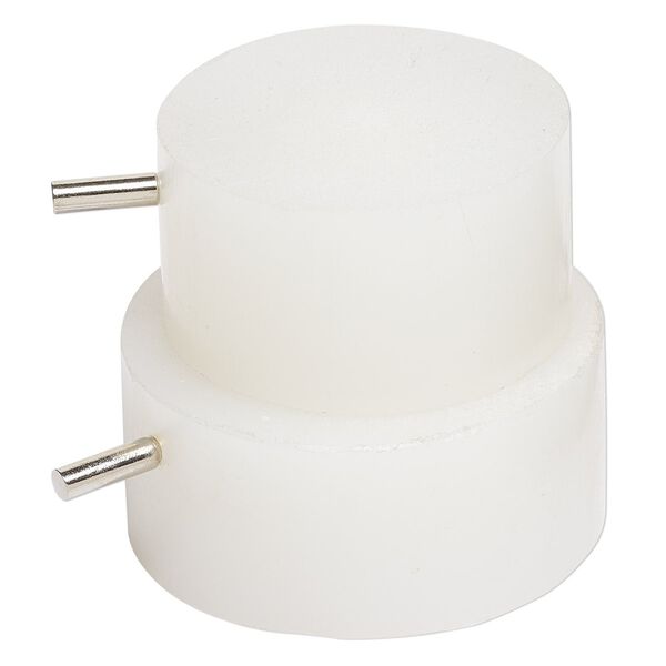 3D bracelet jig sizing drum, Beadalon® Artistic Wire®, acrylic and steel, white, 1-1/2 x 1-inch and 2x1-inch drum with 23x3.5mm peg. Sold per 4-piece set. image number 0
