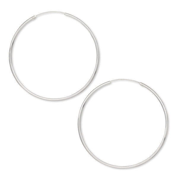 Earring, sterling silver, 70mm round hoop with endless-loop closure. Sold per pair. image number 0