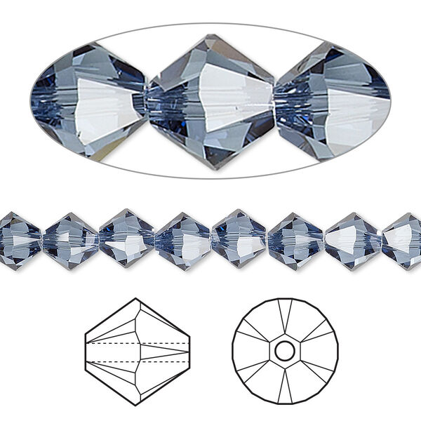 Bead 144pk denim blue, Crystal Passions® 6mm bicone 5328 image number 0
