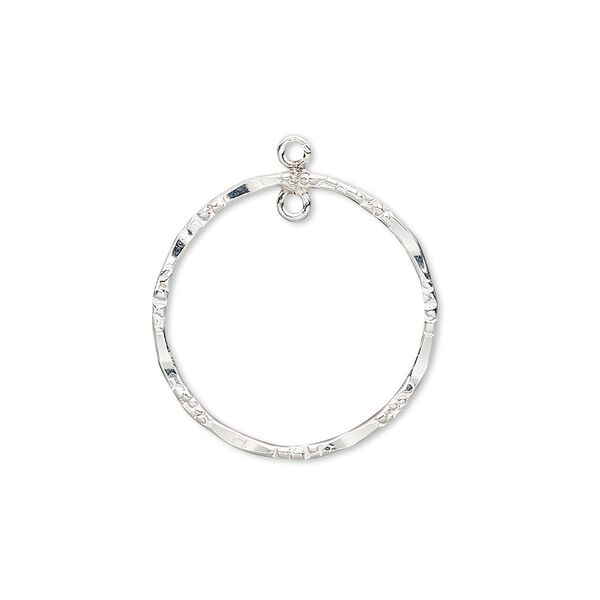 Drop, sterling silver-filled, 21mm double-sided hammered and textured open round with loop. Sold individually. image number 0