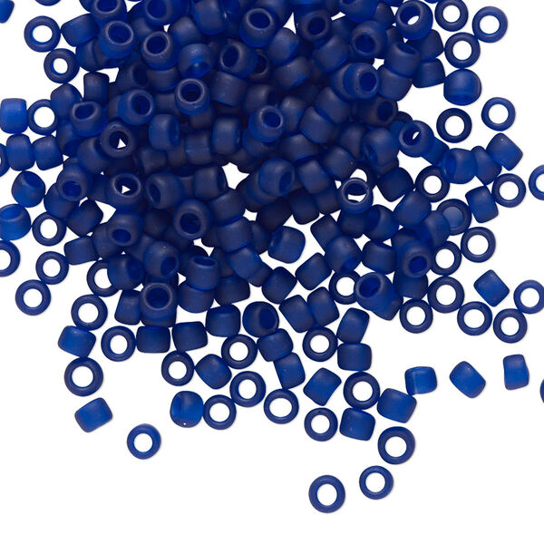 Seed bead, TOHO BEADS®, glass, pkg/250g, #8 round, translucent frosted cobalt (TR-08-8DF). image number 0