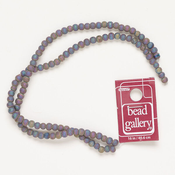 Bead, ceramic, pkg/15-1/2 to 16 inches, 4x3mm-5x4mm rondelle, matte iris peacock. image number 0