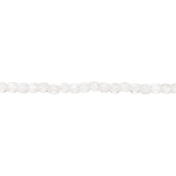 Bead, Czech fire-polished glass, transparent crystal, 2.4-2.6mm faceted round. Sold per 8-inch strand, approximately 80 beads. image number 0