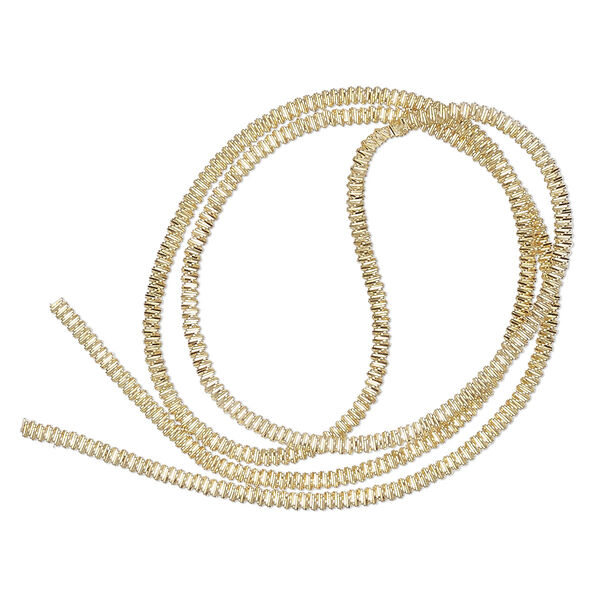 French wire, gold-plated copper, 1.5mm fancy. Sold per 13-1/2 to 15-inch strand. image number 0