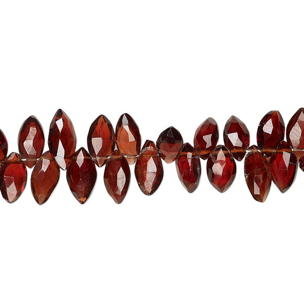 Bead, garnet (natural), 7x4mm-9x5mm hand-cut top-drilled faceted puffed marquise with 0.4-1.4mm hole, B+ grade, Mohs hardness 7 to 7-1/2. Sold per 7-inch strand. image number 0