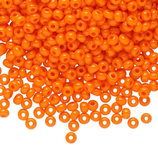 Seed bead, Preciosa Ornela Czech glass, pkg/500g, #8 rocaille, opaque dark orange, (93140). image number 0