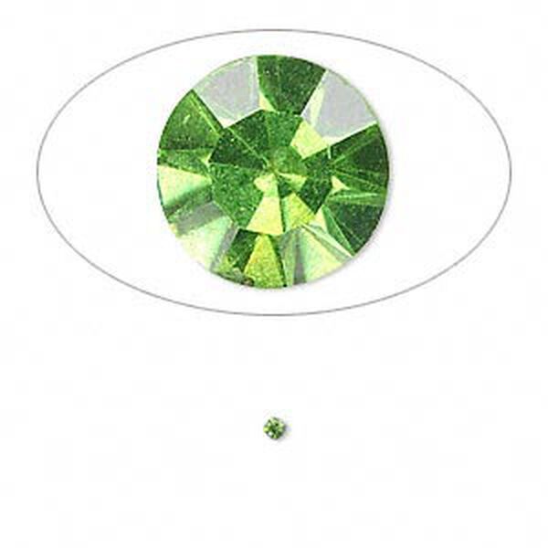 Chaton, glass rhinestone, olivine, foil back, 1.6-1.7mm faceted round, PP10. Sold per pkg of 72. image number 0