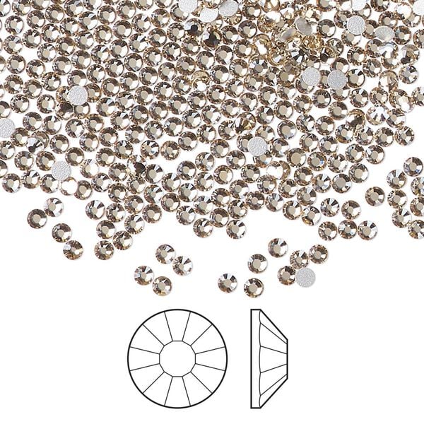 Flat back 1440pk crystal honey foil back, Preciosa Viva 12® Czech crystal rhinestone 1.9-2.1mm chaton rose round SS6 image number 0