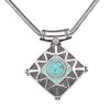 Necklace, magnesite (dyed / stabilized) / antique silver-plated brass / steel / "pewter" (zinc-based alloy), turquoise blue, 50x50mm diamond, 16 inches with 2-inch extender chain and lobster claw clasp. Sold individually. image number 0