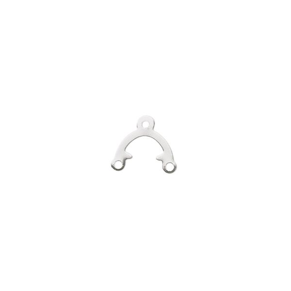 Connector, silver-plated brass, 9x5mm, 1 to 2 loops. Sold per pkg of 100. image number 0