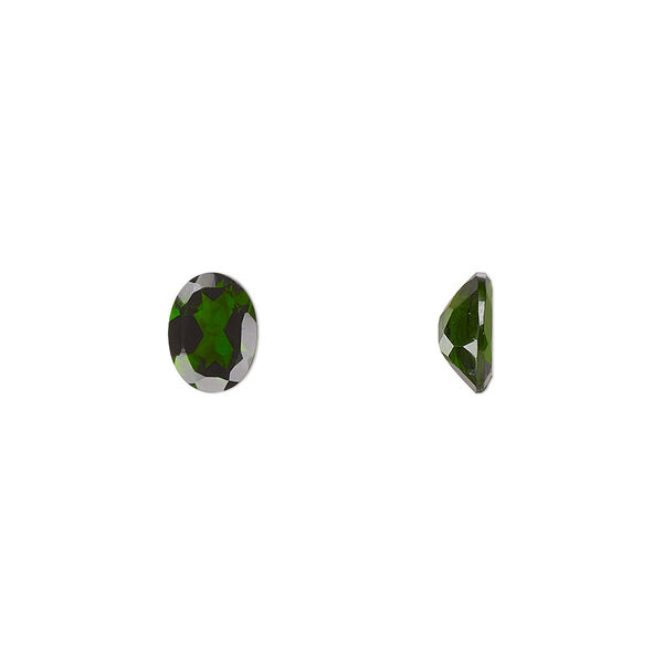 Chrome diopside 1pkg1, hand-cut faceted oval gem natural 8x6mm image number 0