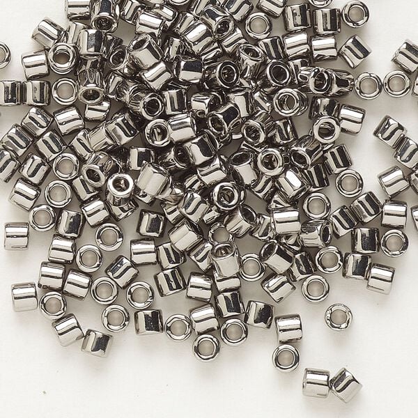 Seed bead, Delica®, glass, pkg/250g, #8 round, opaque nickel-plated (DBL-0021). image number 0