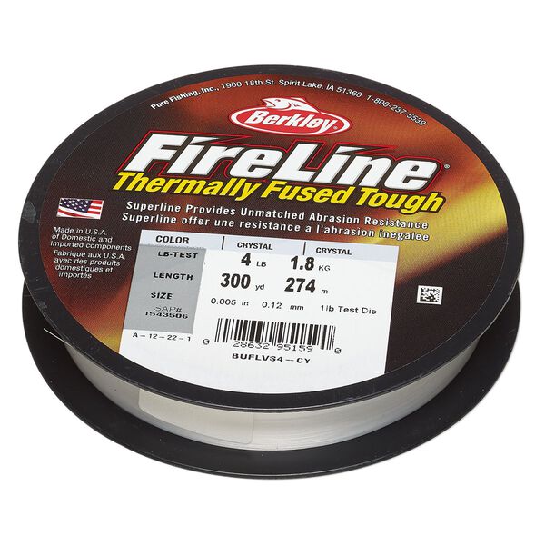 Thread, Berkley® FireLine®, high-modulus polyethylene, 8-fiber braid, crystal, 0.12mm diameter, 4-pound test. Sold per 300-yard spool. image number 0