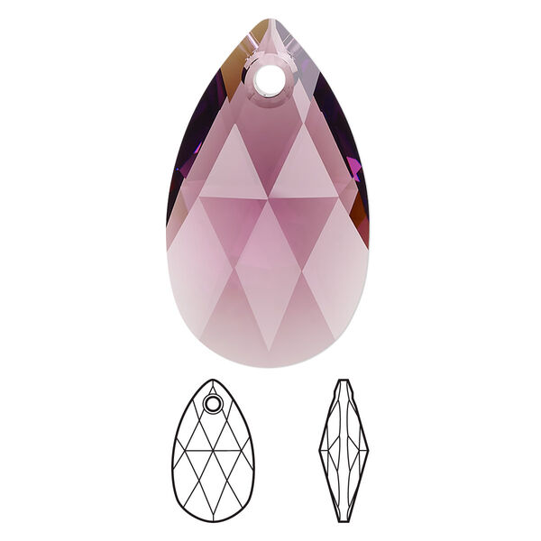 Drop 1pk amethyst, Crystal Passions® 28x17mm pendant pear 6106 image number 0