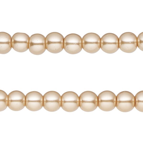 Bead, glass pearl, light brown, 5-6mm round. Sold per pkg of (2) 15-inch strands, approximately 140 beads. image number 0
