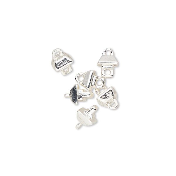 Loop peg, Miracle Mount™, silver-plated "pewter" (zinc-based alloy), 5x5mm square. Sold per pkg of 6. image number 0