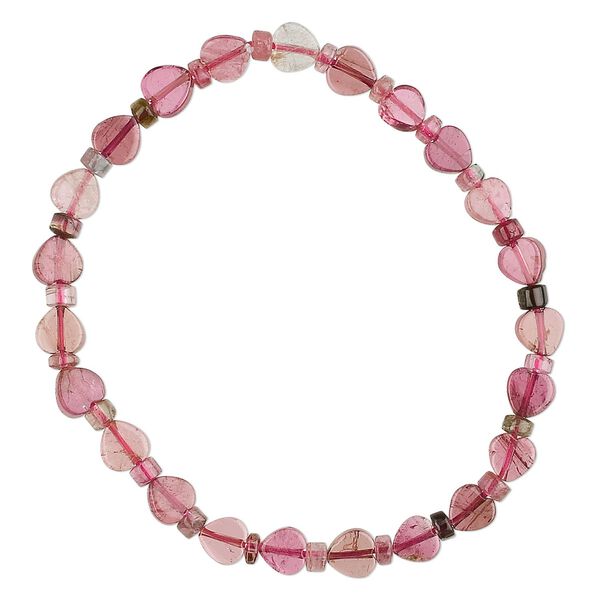 Multi-tourmaline 1pkg1, heart stretch bracelet natural 6.5 inch 8.5mm wide / 8.5mm image number 0