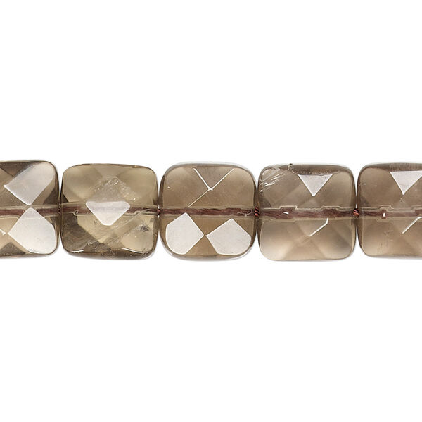 Smoky quartz 1pkg1, faceted square bead 15.5-16 inch 10mm image number 0