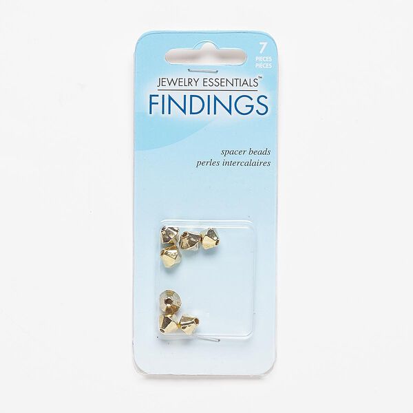 Bead, gold-finished "pewter" (zinc-based alloy), 7mm faceted bicone. Sold per pkg of 7. image number 0
