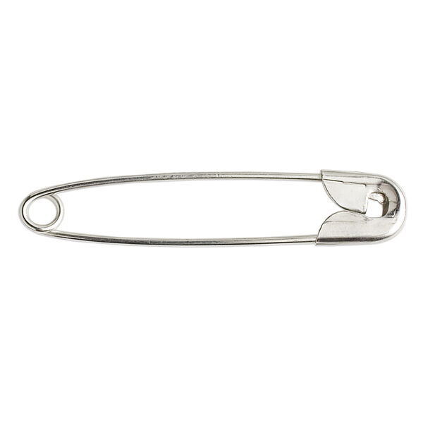 Safety pin, silver-finished steel, 1-3/4 inch. Sold per pkg of 25. image number 0