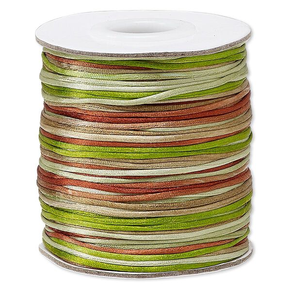 Cord, Satinique™, satin, forest, 1mm mini. Sold per 200-foot spool. image number 0