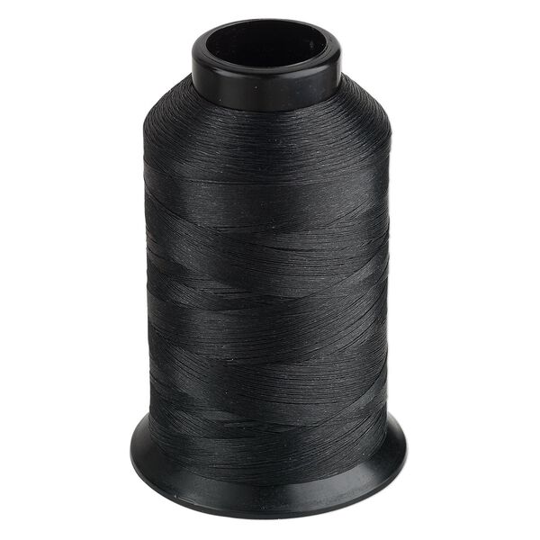 Thread, Nymo®, nylon, black, size D. Sold per 3-ounce spool. image number 0