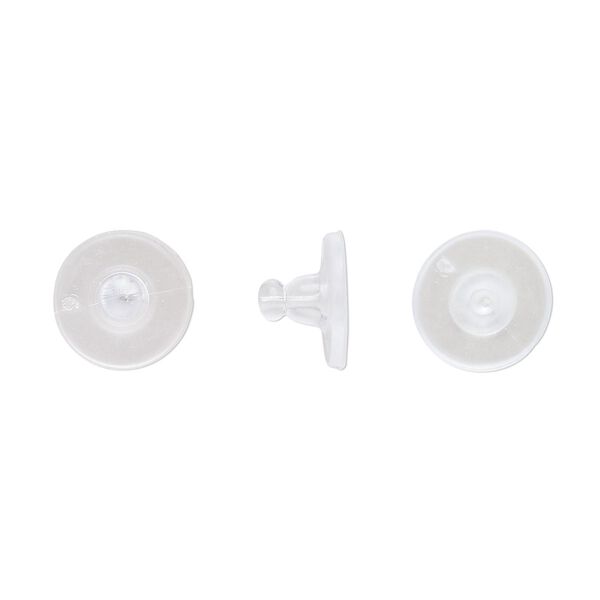 Earnut 1pkg100, 9.5x6mm disc, "rubber" clear 50 pair image number 0
