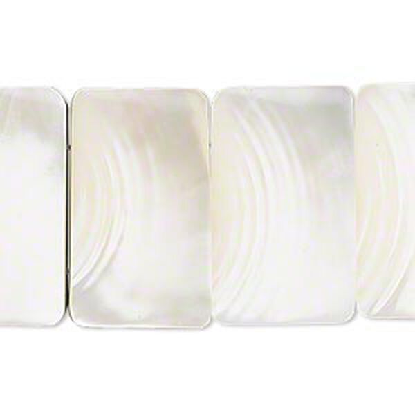 Component, laminated trocha shell (natural), 25x15mm rectangle. Sold per 14-piece set. image number 0