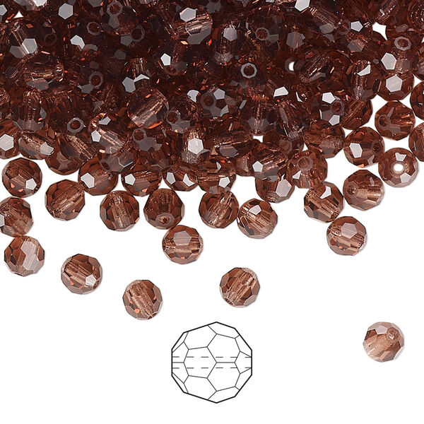 Bead 144pk light burgundy, Preciosa Czech crystal 4mm round image number 0