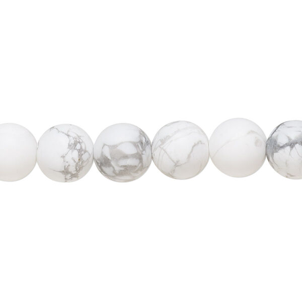 Bead, howlite (natural), matte, 8mm round, B grade, Mohs hardness 3 to 3-1/2. Sold per 8-inch strand, approximately 25 beads. image number 0