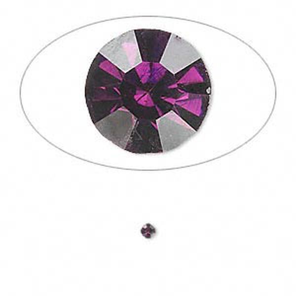 Chaton, glass rhinestone, amethyst purple, foil back, 2.0-2.1mm faceted round, PP14. Sold per pkg of 72. image number 0